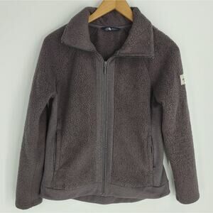 North Face Purple Sherpa Zip Up Collared Jacket Pockets Size Small